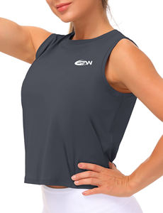 เสื้อครอปผ้าฝ้ายออร์แกนิกสำหรับผู้หญิงเสื้อตัวสั้นแขนกุดระบายอากาศได้น้ำหนักเบาสไตล์สวมใส่สบาย - Product Image 4