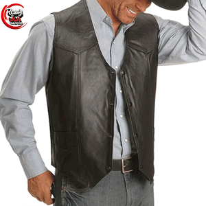 Chaleco de cuero para hombre hecho a medida decoración de botones clásicos ropa exterior de mezclilla de punto transpirable impermeable Ajuste de tamaño personalizado - Product Image 3