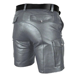 Shorts pour hommes en cuir véritable, nouveau design, couleur unie, coupe ajustée, haute qualité, imperméable, coupe-vent, respirant, écologique, non tissé - Product Image 4