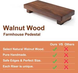 Elevador de madera para exhibición decorativa, soporte de pedestal de madera de nogal decoración moderna de granja, bandeja de exhibición de madera para baño hogar - Product Image 5