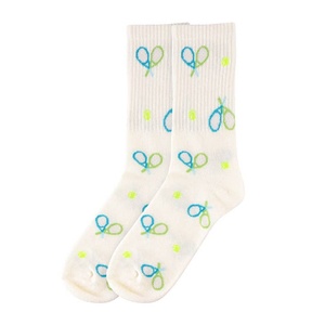 Custom Logo Breathable Cotton Crew <b>Socks</b> for <b>Men</b> & Women Daily <b>Sports</b> Casual Wear with Jacquard Tennis Patterns Anti-Bacterial - Product Image 1