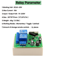 Récepteur universel 433MHz sans fil DC 6V 12V 24V 30V 2 canaux interrupteur de télécommande contact sec relais pour moteur porte porte lumière