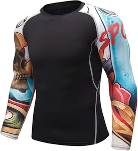 Custom Mens Spandex Long Sleeve Rash Guard UV Sun Protection UPF 50 Compression Shirts Swim <b>Surfing</b> Quick Dry Rashguard - Product Image 2