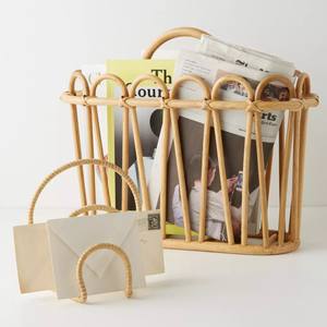 Revistero de ratán obra maestra, Revistero de mesa de ratán Natural carismático para muebles de oficina - Product Image 4