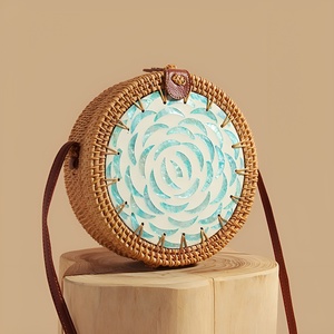 Sac à main en rotin de qualité supérieure avec coquilles de nacre, pochette écologique, sacs à bandoulière, vente en gros - Product Image 4