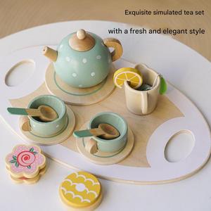 Wooden Mini <strong>Tea</strong> Cup <strong>Set</strong> for Toddler Pretend Play Kitchen Toy for 2-4 Years Old Kids Afternoon <strong>Tea</strong> Role Play Simulation - Product Image 3