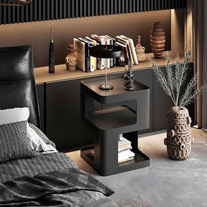Table d'appoint moderne en métal noir, table de chevet sans assemblage avec rangement pour chambre, salon et entrée, élégante et durable - Product Image 2