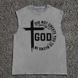 Summer Casual Custom Logo Printed Crew Neck Sleeveless Acid Wash <b>Tops</b> Vintage Vest <b>Cropped</b> Tank <b>Top</b> <b>Men's</b> Sleeveless T-shirts - Product Image 6