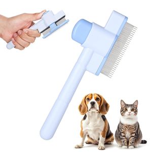 หวีสแตนเลส ขนแปรงยาวและสั้น หวีทำความสะอาดตัวเองได้ สำหรับสัตว์เลี้ยง แมว สุนัข หวีกำจัดเห็บหมัด แบบมีปุ่ม สำหรับดูแลขนสัตว์เลี้ยง - Product Image 1