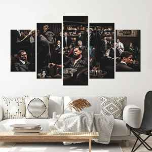 Art mural en verre sur le thème des gangsters célèbres : Impression sur toile moderne pour la décoration de la cave des hommes, toile enveloppée 5Pmix - Product Image 1