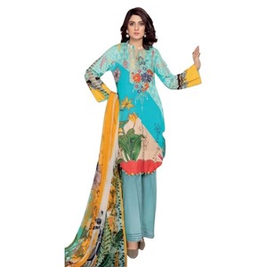 2025 Most Popular Summer Casual Pakistani Dresses Collection for Women Fashion-Accentuated Lawn Dresses with <b>Lace</b> Decoration - Product Image 1