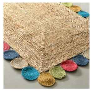 Alfombra Moderna de Yute Trenzado con Diseño Floral, Estilo Tikki, Resistente a las Manchas, Antideslizante, Ecológica, de Pelo Corto, Hecha a Máquina - Product Image 1