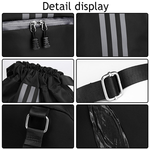 กระเป๋าเป้ผ้านิ่มสำหรับเดินทางกระเป๋าโพลีเอสเตอร์กันน้ำพร้อมกระเป๋าหูรูดและสายรัดโลโก้แบบลำลอง - Product Image 4