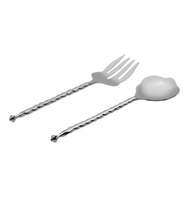 ชุดช้อนส้อมมีดสแตนเลส,ใหม่ล่าสุดชุดเสิร์ฟสลัดโลหะมีสองแปดชุดช้อนส้อมโลหะ - Product Image 5
