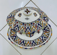 Tajine en céramique ovale coloré peint à la main, fait main, sans plomb, pot à tajine artisanal, pots marocains faits à la main