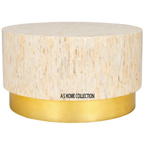 Mesa de centro moderna Base de metal Mesa de Centro Popular redonda Accesorios para muebles Material de nácar - Product Image 5