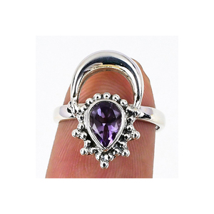 Elegante pera Natural y anillo de Aguamarina de corte brillante redondo 925 plata esterlina Océano Azul piedra preciosa anillo ajustable joyería fina - Product Image 3