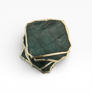 Sous-verres en agate gris-bleu avec bords polis, ensemble de sous-verres en cristal naturel pour une utilisation élégante à la maison et au bureau - Product Image 5