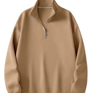 Venta al por mayor logotipo personalizado impresión en blanco hombres 100% algodón de gran tamaño 500 Gsm cuarto de cremallera sudaderas Unisex cuello redondo sudadera - Product Image 1