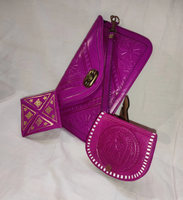 Ensemble de 3 portefeuilles en cuir marocain traditionnels faits à la main, mini porte-monnaie unisexe avec plus de 10 options personnalisées, OEM disponible