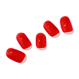 Ongles en gel rouge vif pour usage quotidien, courts, à presser, avec finition qualité salon - Product Image 2