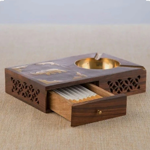 Cenicero de madera de diseño de tendencia con diseño y corte únicos con pulido de alta calidad proporcionado por HHO de India - Product Image 3