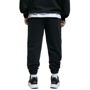 Core Jogger à revers noir 100 coton polaire lourd coupe décontractée pantalon Streetwear avec ceinture élastique et poche zippée - Product Image 2