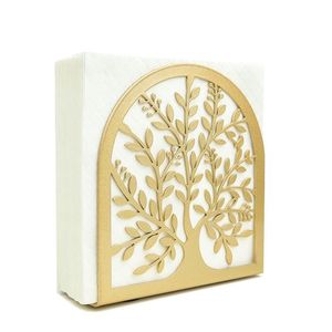 Distributeur de serviettes antique en métal autoportant avec motif feuille d'or porte-serviettes pour table de cuisine boîte à mouchoirs élégante pour usage domestique - Product Image 6