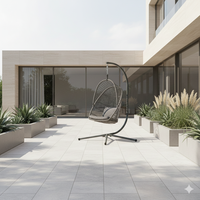 Fauteuil suspendu moderne en acier avec support, chaise à bascule d'extérieur avec coussin imperméable pour patio, jardin, balcon, école et parc
