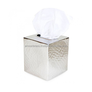 Caja de servilletas antigua galvanizada Caja de pañuelos Restaurante Hogar y hotel Caja de pañuelos cuadrada galvanizada usada - Product Image 6