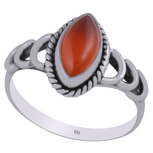 Bagues en argent sterling 925 massif avec véritable forme de marquise Oeil de tigre/Cornaline/Onyx vert Anneaux solitaires en pierres précieuses Bijoux fins - Product Image 2