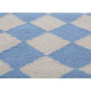 พรมขนสัตว์ทอลายเรียบสีน้ำเงินอัลฮัมบรา ลายเรขาคณิตสำหรับตกแต่งบ้าน-PDWL-7064 - Product Image 3