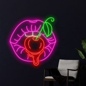 Conception de logo d'entreprise de magasin à <span class=keywords><strong>LED</strong></span> personnalisée cerise sur les lèvres conception de lumière de néon pour la décoration murale - Product Image 5