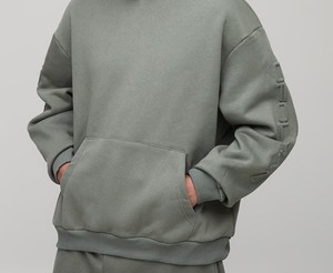 Ensemble de survêtement d'hiver respirant de haute qualité personnalisé avec impression en relief, pantalon de survêtement en coton/polyester, ensemble de jogging, sweat-shirt à capuche coupé et cousu - Product Image 6