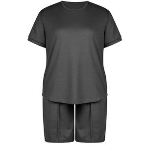 Verde Sólido Cintura Alta Secado Rápido Transpirable Jogging Correr Casual Deportes Activewear 2 Piezas Verano Conjunto Corto Estilo Formal - Product Image 3