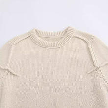 Pull en tricot de coton d'hiver pour femmes, logo personnalisé, col en V, manches longues, vente en gros - Product Image 5