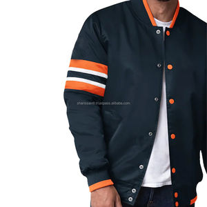 Veste universitaire vintage sur mesure OEM pour hommes, col montant, style court, avec broderie en chenille et chaîne pour l'hiver - Product Image 2