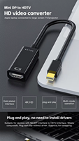 Câble adaptateur SYONG Mini DP vers HDMI 4K 1080P, convertisseur Mini DP mâle vers HDMI femelle avec audio vidéo pour PC, lecteur de jeux