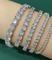 Bracelet tennis en argent 925 plaqué or blanc 14K, diamants certifiés IGI couleur D VVS1, style hip-hop, 2MM 3MM 4MM 5MM, étanche