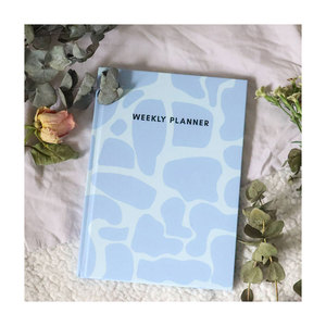 Labon màu xanh trừu tượng thiết kế bán buôn chương trình nghị sự tái chế giấy tùy chỉnh hàng tuần undated mục tiêu kế hoạch bìa cứng máy tính xách tay - Product Image 1