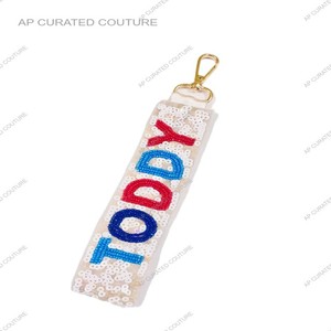 Collection de la journée du sport Porte-clés personnalisés embellis éblouissants Porte-clés personnalisés en perles à paillettes Porte-clés de sac - Product Image 2