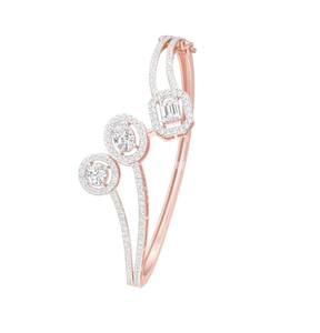 Brazalete de Oro Amarillo/Blanco/Rosa de 14K con Diamante Cultivado en Laboratorio, Corte Esmeralda, 3.51 Quilates, de Lujo, Certificado por IGI, para Mujer - Product Image 4