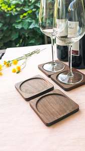 Sous-verres en bois de hêtre noyer tampons de boisson carrés résistants à la chaleur pour thé café décor de cuisine Durable sous-verres en bois fabriqués à la main - Product Image 6