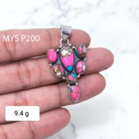 Pendentifs en argent fin avec pierre précieuse turquoise en forme de barbe à papa, style bohème, design magnifique, pendentifs en argent sterling 925