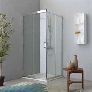 Mampara de Ducha Transparente de Perfil Plano Ferrara con Dos Puertas Corredizas 80x100 - Conjuntos de Baño - Product Image 2