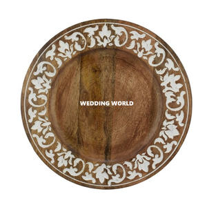 Forme ronde de qualité supérieure nouvelle assiette en bois fantaisie concepteur fait à la main Restaurant Ware vente chaude en gros assiette en bois - Product Image 4