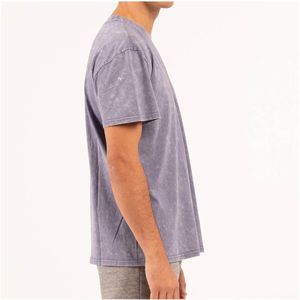 Camiseta lavada con ácido de cuello redondo de algodón 100% de alta calidad, camisetas personalizadas de manga corta para hombre, ropa de entrenamiento de calle alta - Product Image 3