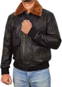 Chaqueta de Cuero para Hombre de Primera Calidad, 100% Cuero Genuino, Estilo Casual Popular, Piel de Cordero, Cuello de Piel, Gruesa y Resistente al Viento - Product Image 5