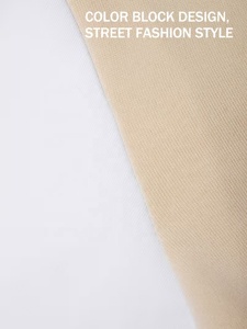 Veste universitaire unisexe beige à manches blanches style preppy col rabattu coupe classique pour l'automne en mélange polyester-coton – Vente en gros - Product Image 5