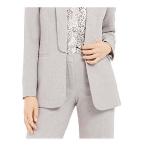 Blazer Parker in Twill da Donna Calvin Klein, Grigio, Taglia 4, Chiusura Monopetto, Lunghezza Lunga, Tessuto Lavorato a Maglia, Tinta Unita, Ricamato - Product Image 3